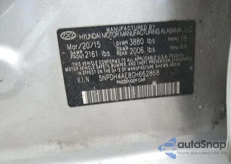 2016 Hyundai Elantra Se from USA, damaged, VIN 5NPDH4AE8GH662868